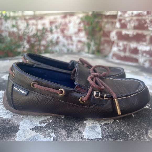 NAUTICA Spinnaker Brown Driving Moccasin Shoes Kids Sz 12 - Picture 1 of 16